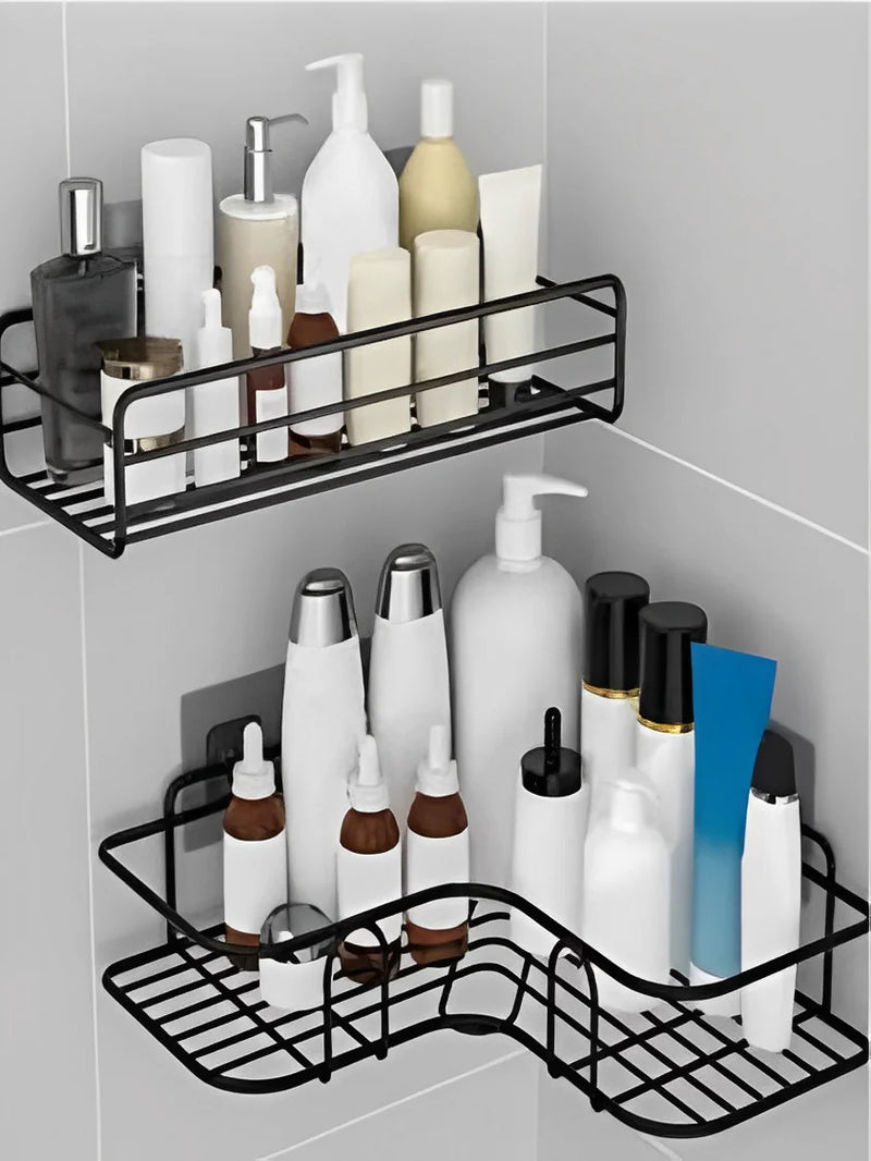 Kit com 2 Prateleiras com Adesivos de Parede Altos para Banheiro, Cozinha, Lavanderia - Para Shampoo e Sabonete - Neverdie Store