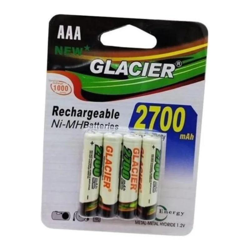 SKYTUR Conjunto de Pilhas Palito Verdes AAA com 4 Unidades Recarregaveis 2700mAh Ni-MH - ENVIO RÁPIDO PARA TODO O BRASIL