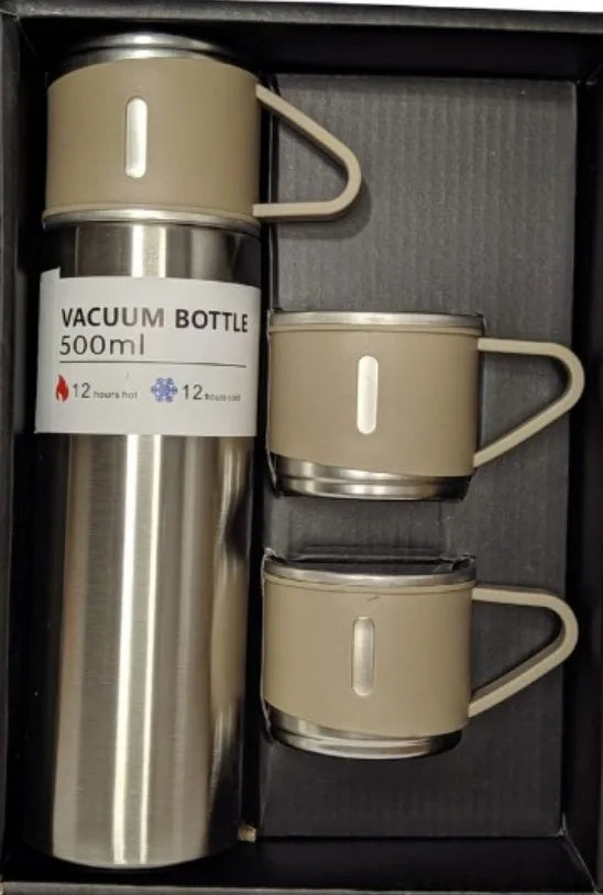 Garrafa Térmica 500ml Com Xícara Café Chá a Vácuo Inox Com 3 Xícaras Vacuum Flask Set 500ml Várias Cores Embalagem Presente