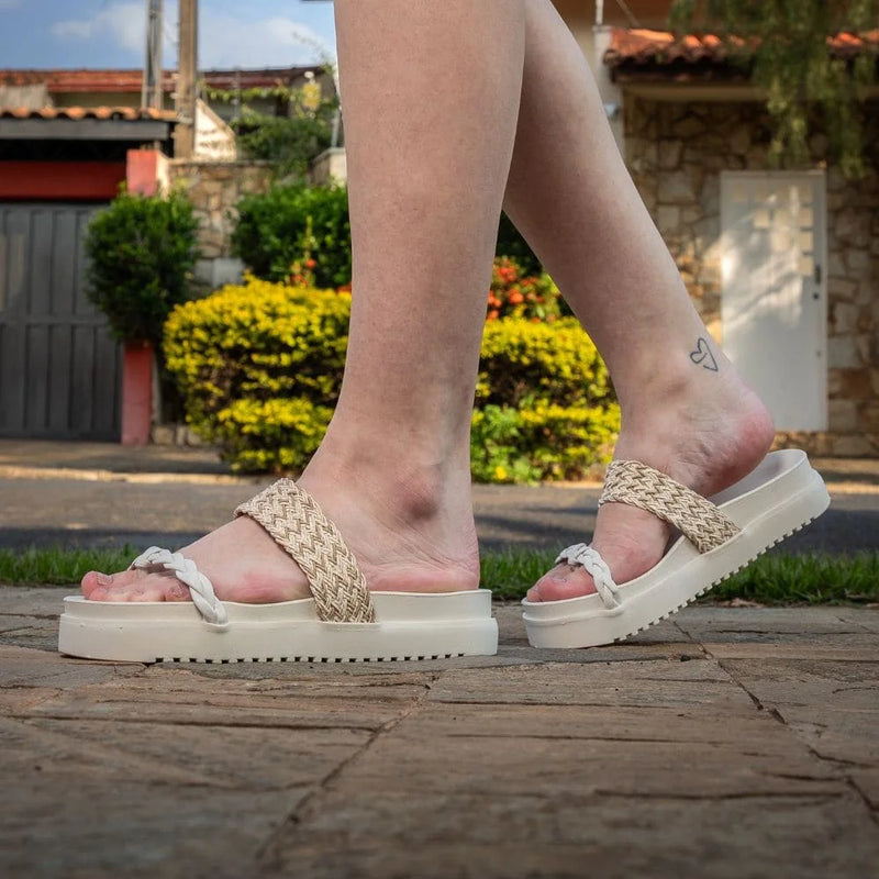Sandália Papete Tressê Feminina GuGi Birkenstocks Com Tiras Trançadas 901-GG