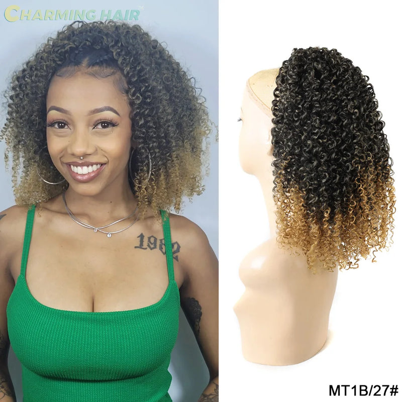 Rabo De Cavalo Cabelo Bio Fibra Proteína de Alta Temperatura Afro Cacheado Drawstring Ponytail Cabelo 16inch 40cm