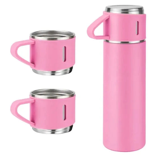 Garrafa Térmica 500ml Com Xícara Café Chá a Vácuo Inox Com 3 Xícaras Vacuum Flask Set 500ml Várias Cores Embalagem Presente