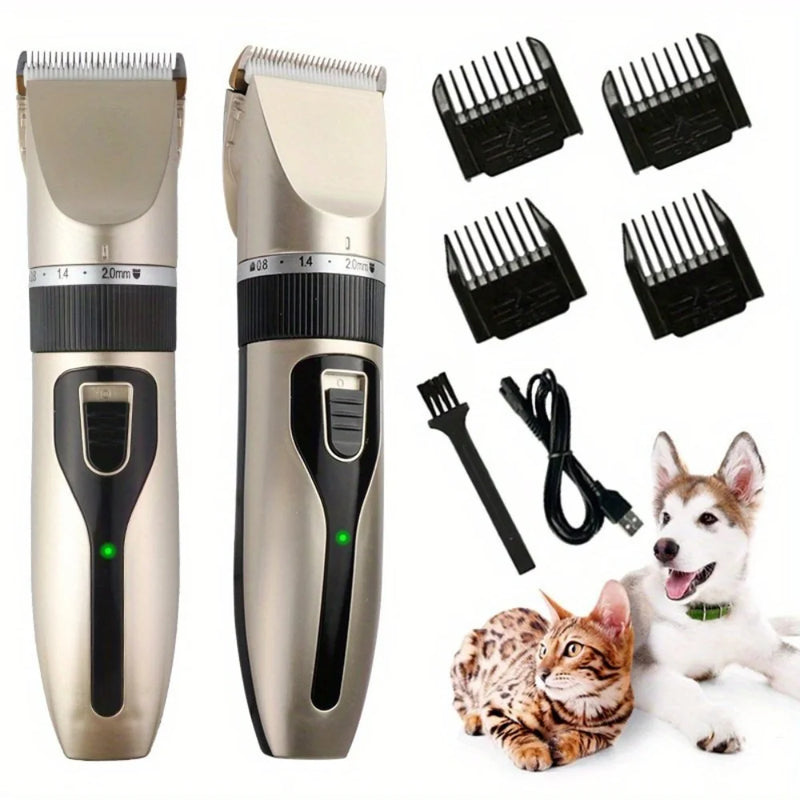 Máquina De Tosa Profissional Recarregável Cães Gatos Pet Cor Dourado