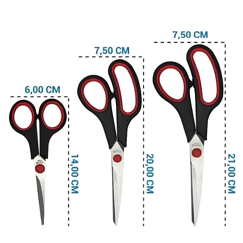 Kit com 3 Tesouras Profissionais Multifuncionais em Aço Inox para Cabelo