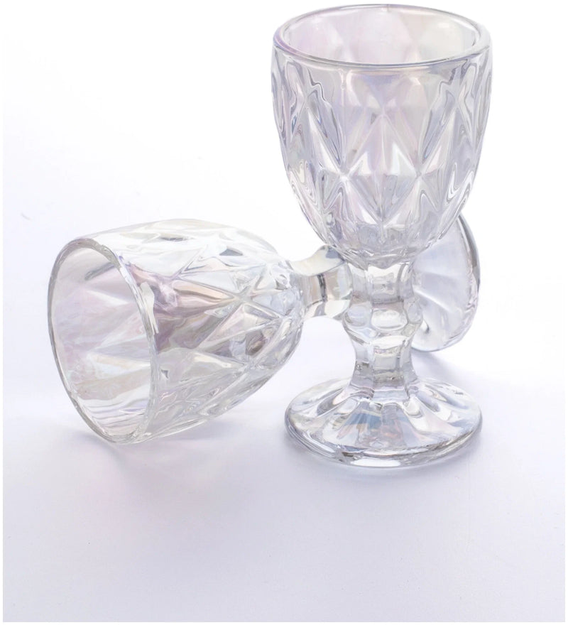 Conjunto com 6 Copos de Vidro Diamond – (Azul Diamante, Dourado Diamante, Fumê Diamante, Transparente Diamante, Marrom Diamante)