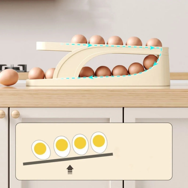 Distribuidor Automático de Ovos com 2 Andares para Balcão, Cooler e Organização de Cozinha