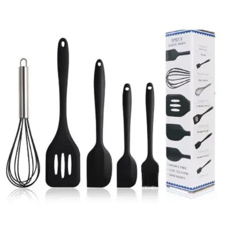 Kit Culinario de Utensílios de Silicone 5 Peças Espátula /Pinça Pegador De Alimentos /Pincel /Fouet Fue envio a cor aletoria