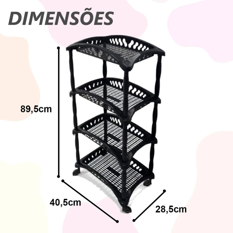 Organizador Vertical com 4 Cestos – Suporte de Piso para Frutas e Legumes | Ideal para Cozinha