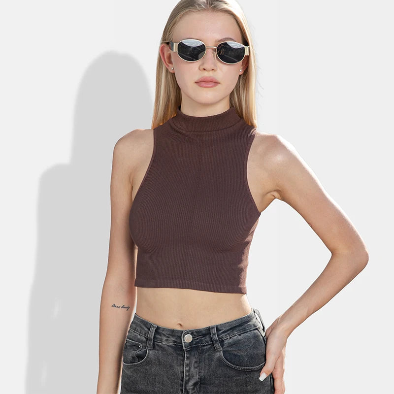 Top Cropped Tailor - Regata Feminina Tricot em Cor Lisa