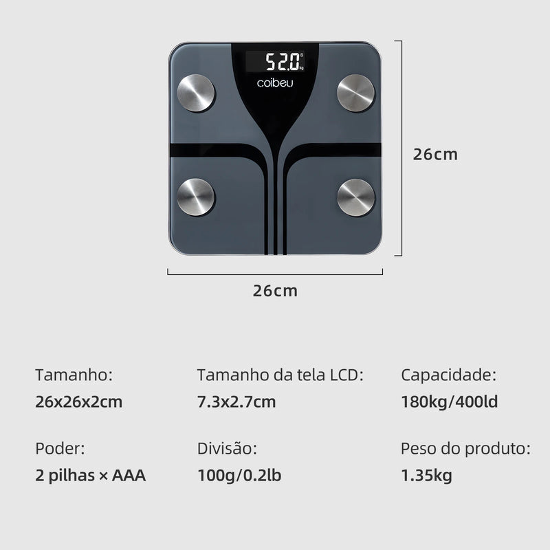 Balança de Composição Corporal Inteligente Wi-Fi, Compatível com Tuya