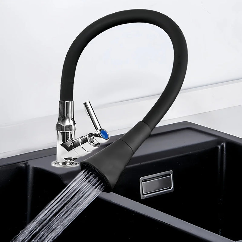 Torneira Gourmet Cozinha Deluxe Para Parede Pia com chuveiro preto flexível de 360 graus