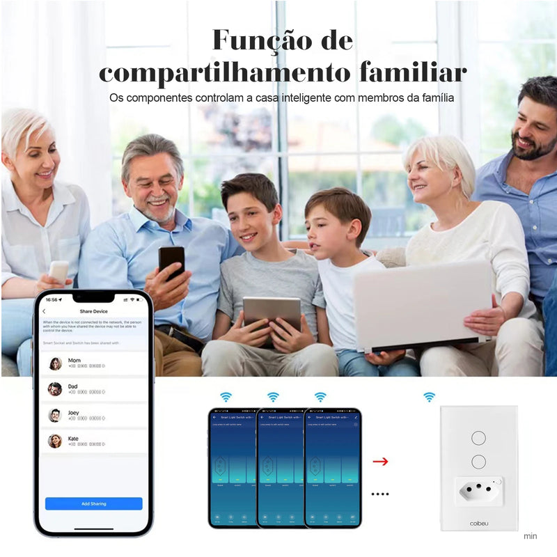Interruptor Inteligente WiFi (16A) – Controle por Voz com Alexa/Google Home, Vidro Temperado, Capacidade Máxima de 3680W, Coibeu