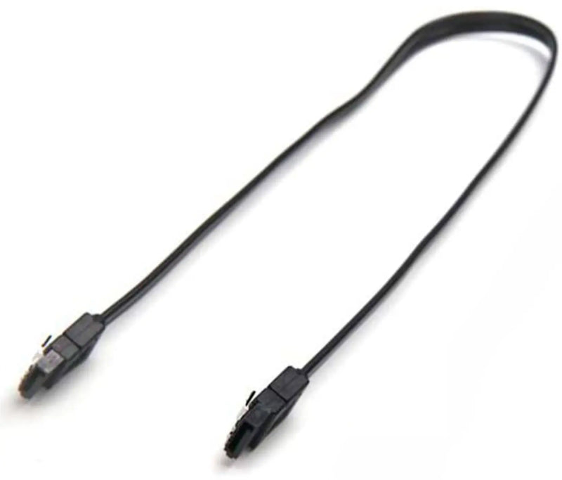 Kit com 5 Cabos de Dados SATA 3 6 Gb/s com Trava – 40 cm conector em ângulo reto – Preto HD – Compatível com SSD