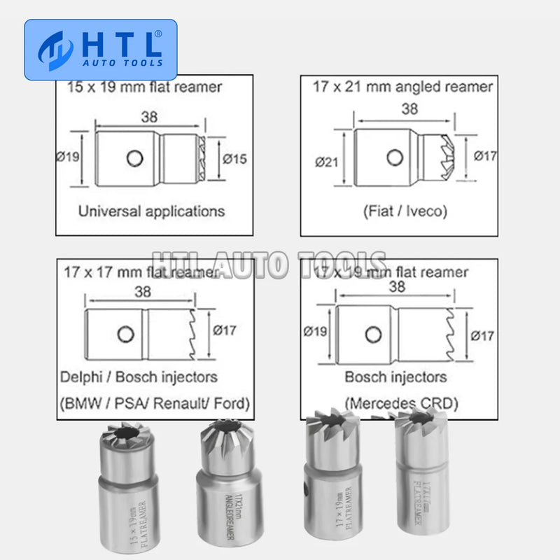 Kit Ferramenta Removedora de Assento de Injetor Diesel 5 Peças – Para Delphi, Bosch, BMW, Mercedes, PSA, Ford, Fiat, Peugeot