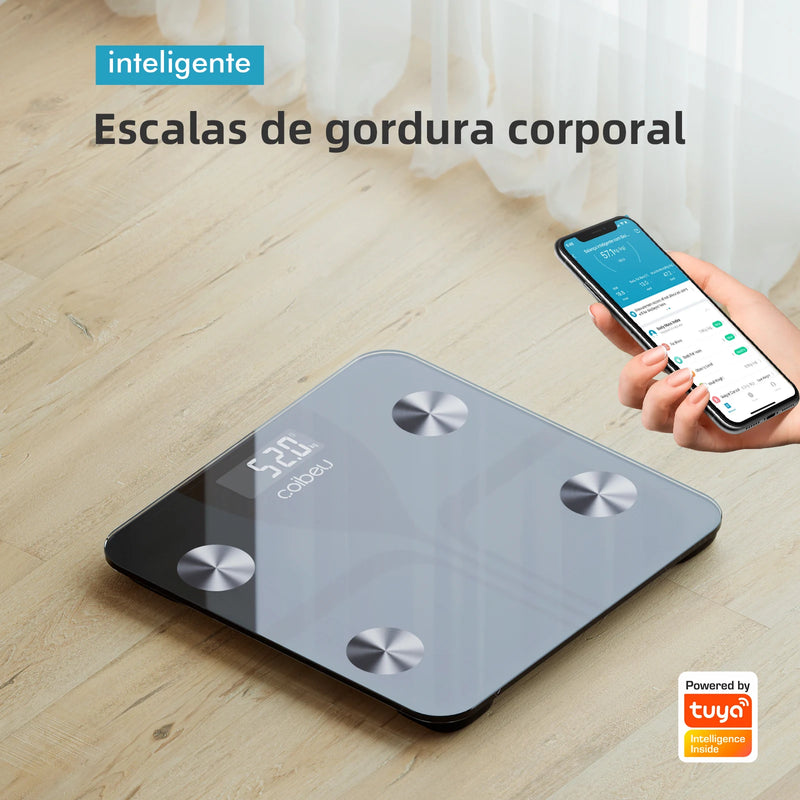 Balança de Composição Corporal Inteligente Wi-Fi, Compatível com Tuya