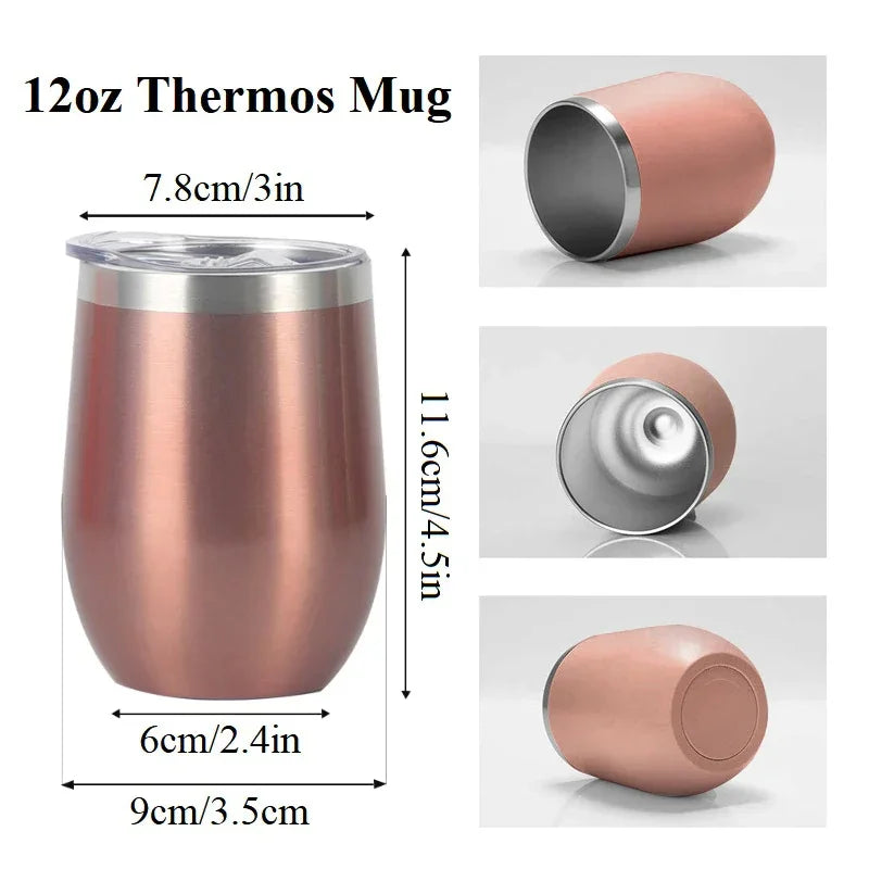 Copo Térmico 350ml com Tampa Tipo Cuia – Aço Inox 304