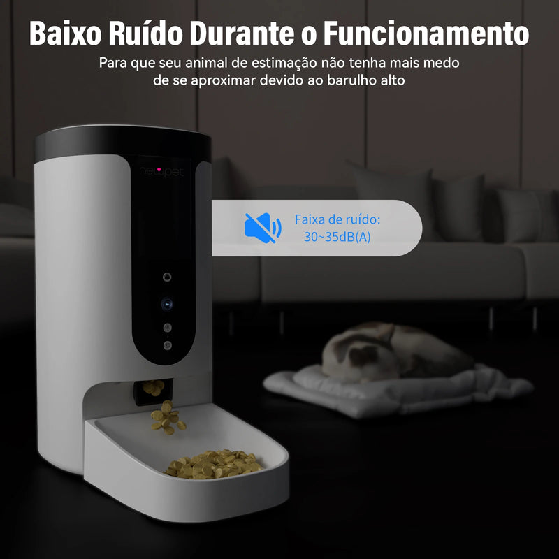 Novo alimentador automático para gatos Newpet 4L, tigela inteligente para pets com APP, câmera, controle remoto, tigelas grandes para cães, dispensador de ração para gatos.