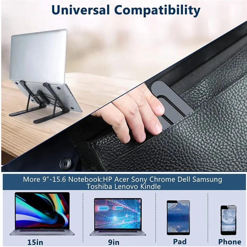 Suporte Universal para Laptop – Brasil | Suporte para Computador com Ângulo Ajustável, Estável, Portátil e Dobrável