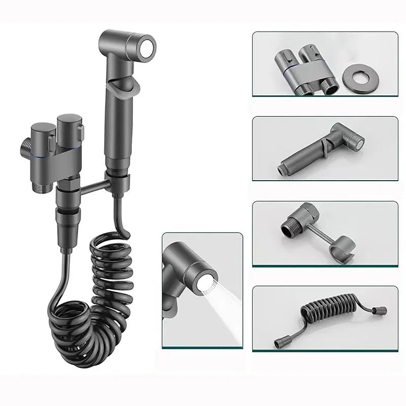 Kit de Chuveiro Higiênico com Duplo Registro e Saída de Água Independente – Preto
