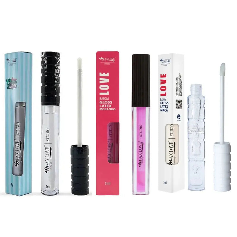 Kit com 3 Gloss Labial Max Love – Efeito Látex