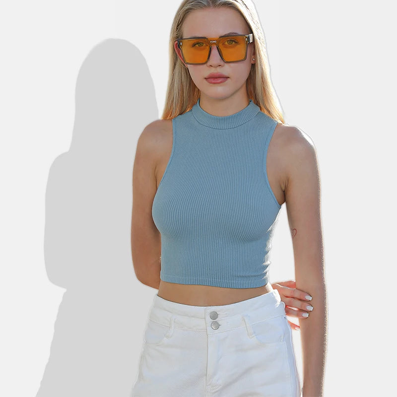 Top Cropped Tailor - Regata Feminina Tricot em Cor Lisa