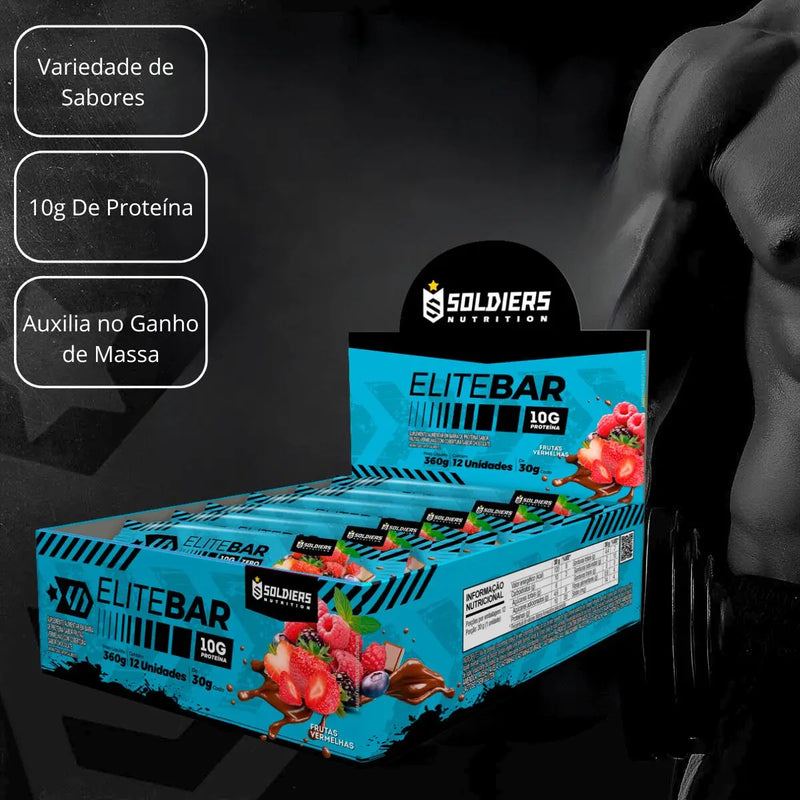 Elitebar Barra de Proteína 30g – Caixa com 12 Unidades | Soldiers Nutrition