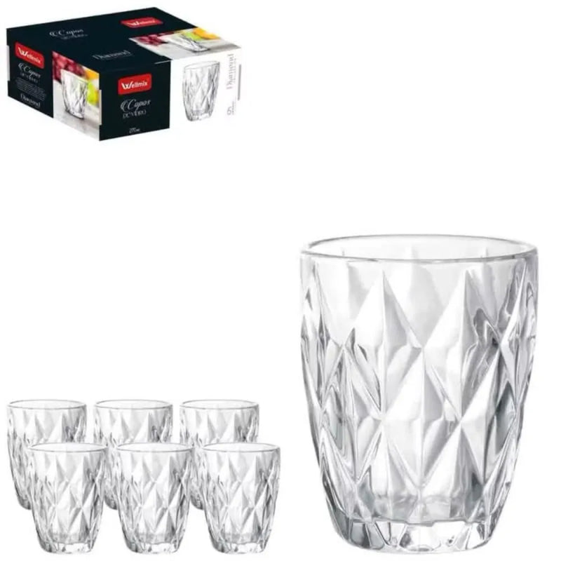 Conjunto com 6 Copos de Vidro Diamond — 270ml