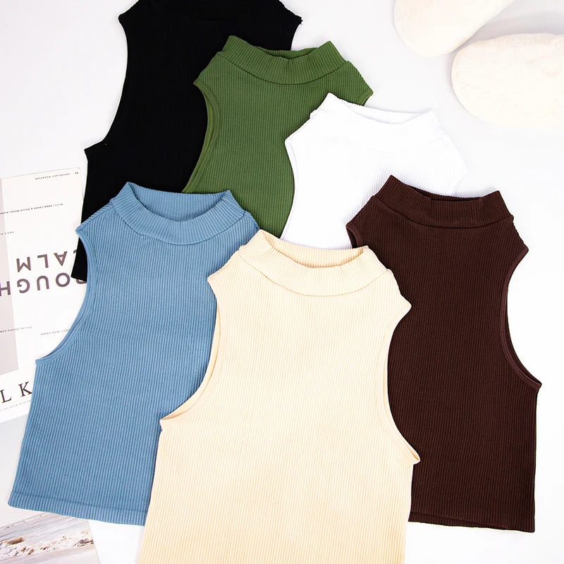 Top Cropped Tailor - Regata Feminina Tricot em Cor Lisa