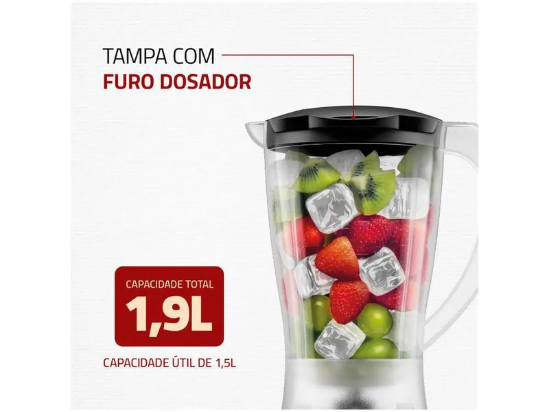 L-550-W Liquidificador Mondial Easy Power Preto 2 Velocidades 550W - 220V