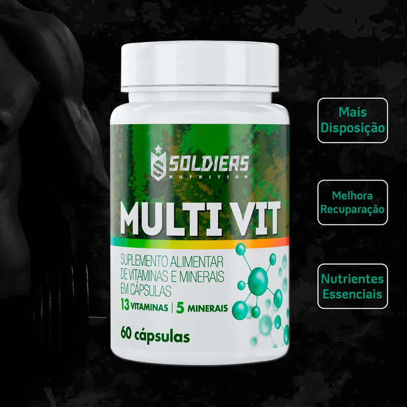 Multivitamínico 60 Cápsulas – 5 Minerais – 13 Vitaminas – Soldiers Nutrition