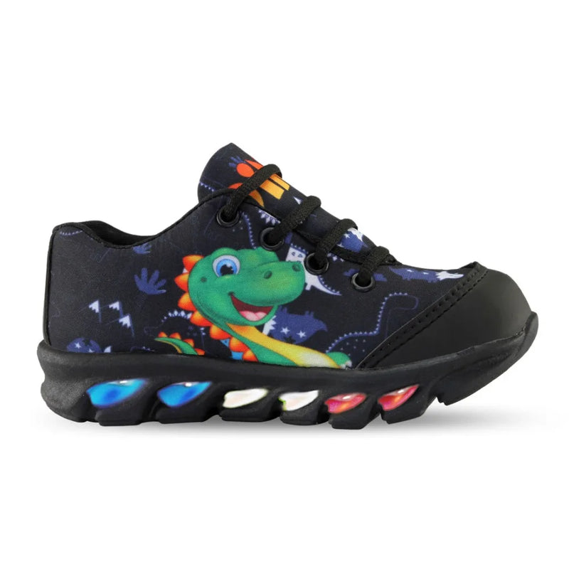 Tênis Infantil Masculino com Luz de LED – Estampa de Dinossauro