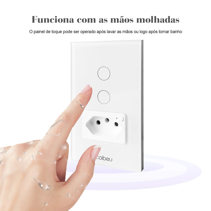 Interruptor Inteligente WiFi (16A) – Controle por Voz com Alexa/Google Home, Vidro Temperado, Capacidade Máxima de 3680W, Coibeu