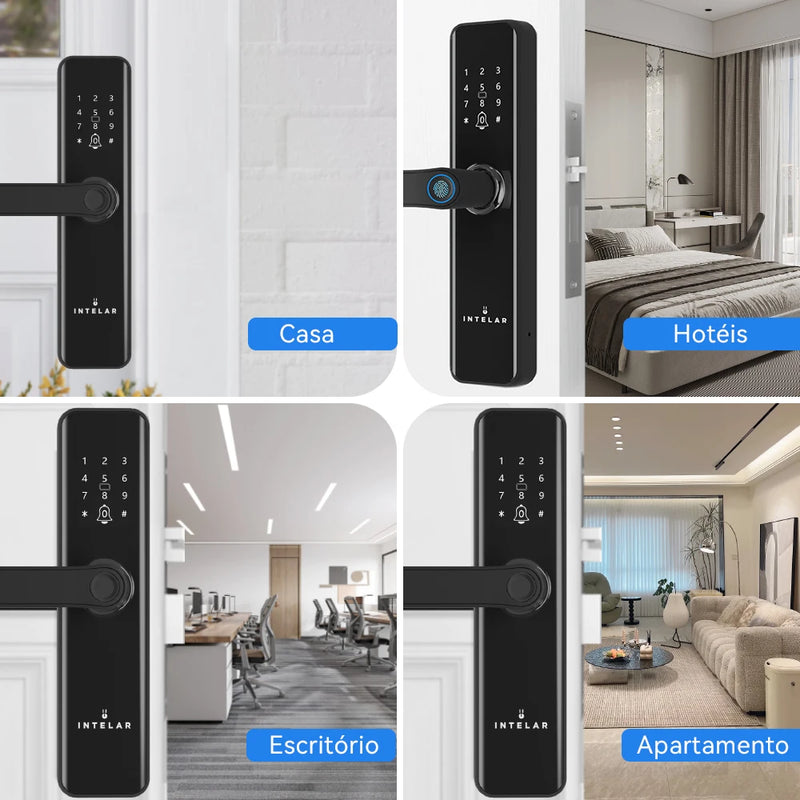 Fechadura Digital Intelar X5 Tuya Wi-Fi – Impressão Digital, Senha e Controle Inteligente  Especificações: