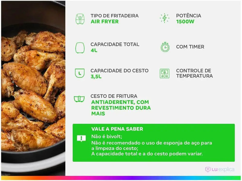 Fritadeira Elétrica Sem Óleo/Air Fryer Britânia – 110V
