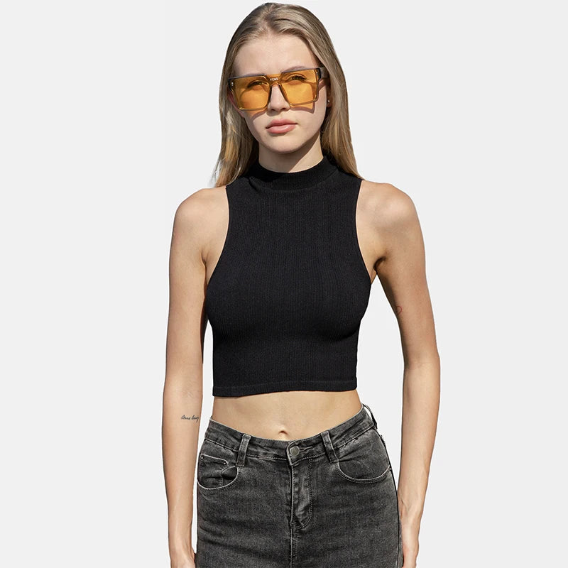 Top Cropped Tailor - Regata Feminina Tricot em Cor Lisa