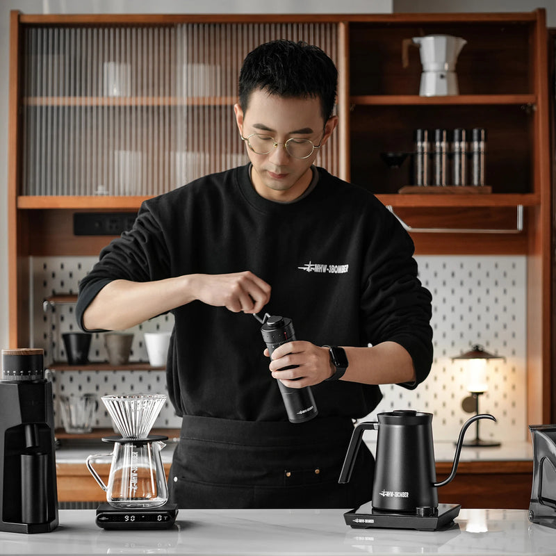 Moedor Manual de Café MHW-3BOMBER para Espresso e Pour Over, Moedor Cônico de Aço Inoxidável com Ajuste de Moagem, Ferramentas para Barista