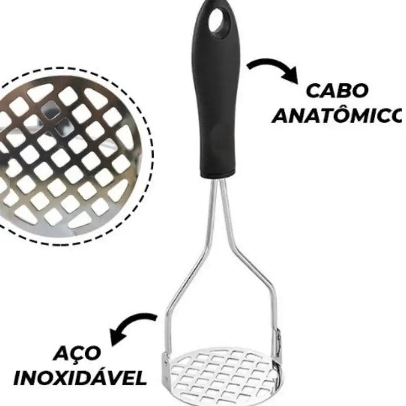 Natal Amassador Batatas  Legumes Multiuso Aço Inox Com Cabo Plastico Cozinha Multiuso  Promoções