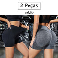 2 Peças, Calças Legging Femininas para Yoga com Controle de Barriga e Glúteos, Cintura Alta, Shorts de Academia para Corrida
