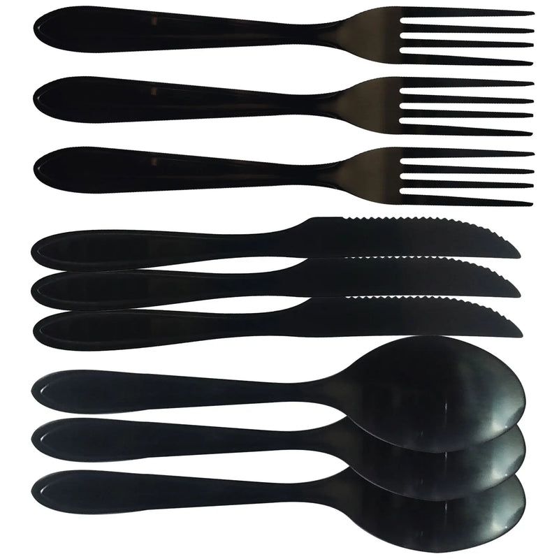 Conjunto Premium de Talheres em Aço Inoxidável Preto