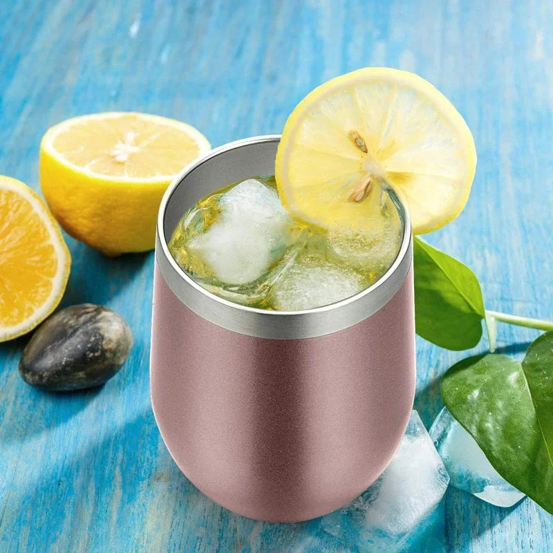 Copo Térmico 350ml com Tampa Tipo Cuia – Aço Inox 304
