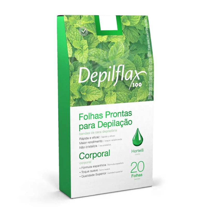 Folhas depilatórias faciais prontas Depilflax - Caixa com 24 unidades