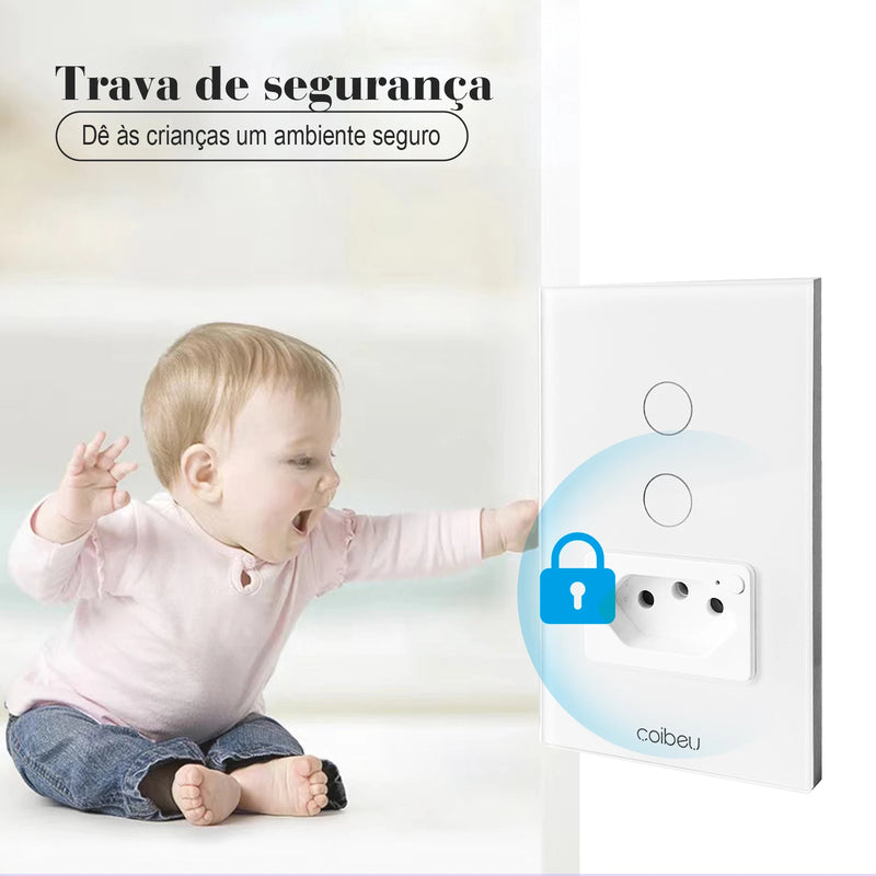 Interruptor Inteligente WiFi (16A) – Controle por Voz com Alexa/Google Home, Vidro Temperado, Capacidade Máxima de 3680W, Coibeu