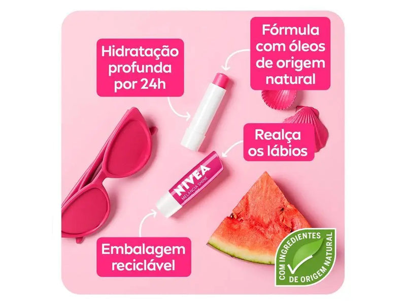 Protetor Labial Hidratante Nivea Shine Melancia 4,8g