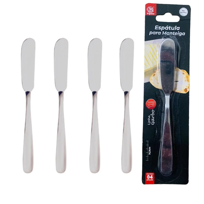 Kit 4 Pcs Espátulas Manteiga Patê Geleia Em Aço Inox