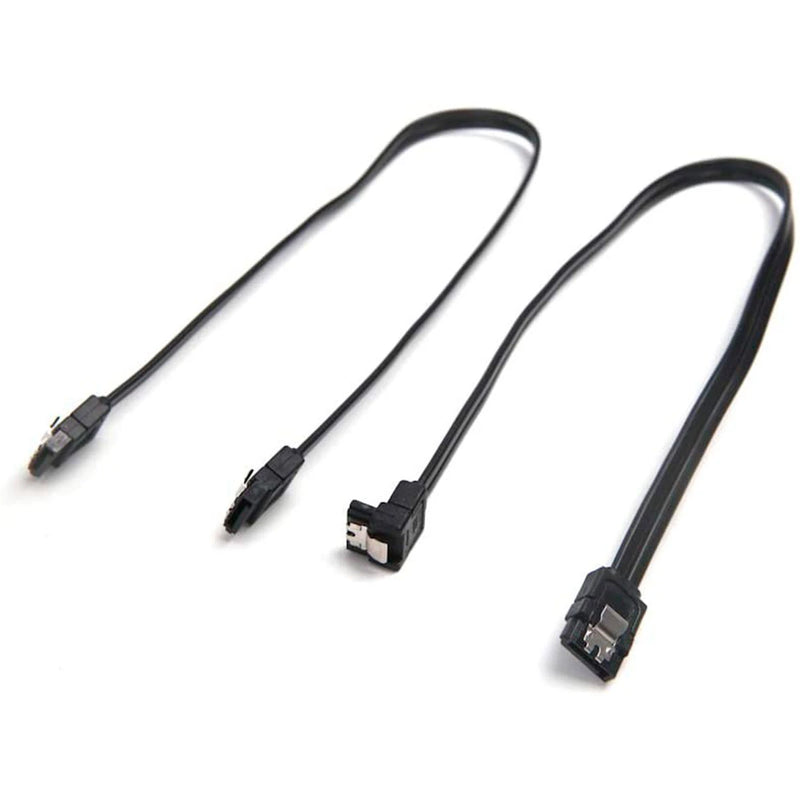 Kit com 5 Cabos de Dados SATA 3 6 Gb/s com Trava – 40 cm conector em ângulo reto – Preto HD – Compatível com SSD
