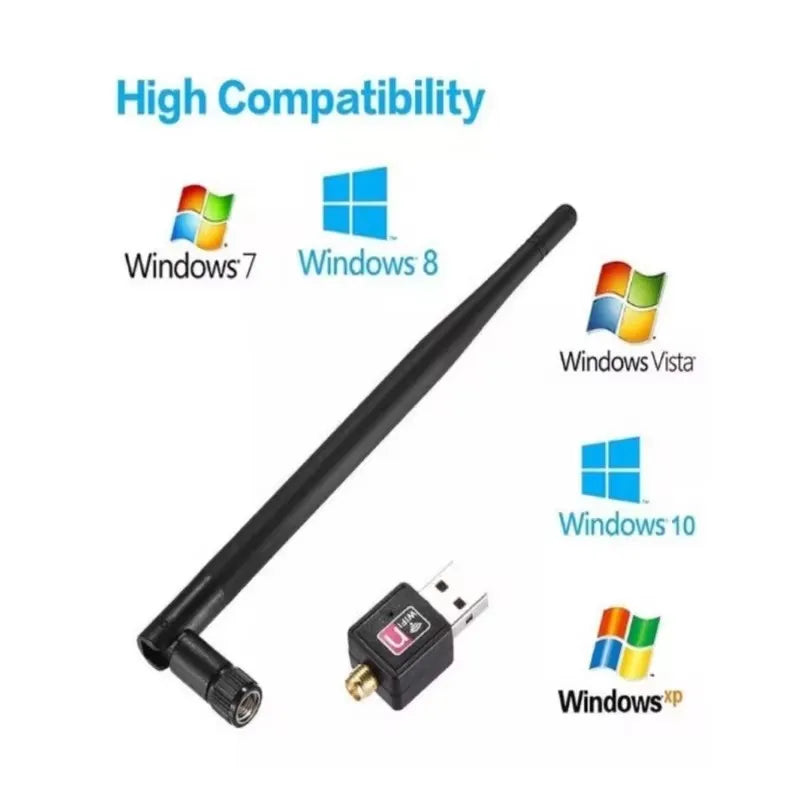 Adaptador WiFi USB 150Mbps 2.4GHz Antena USB 802.11n/g/b USB LAN Placa de Rede Sem Fio PC Receptor WiFi