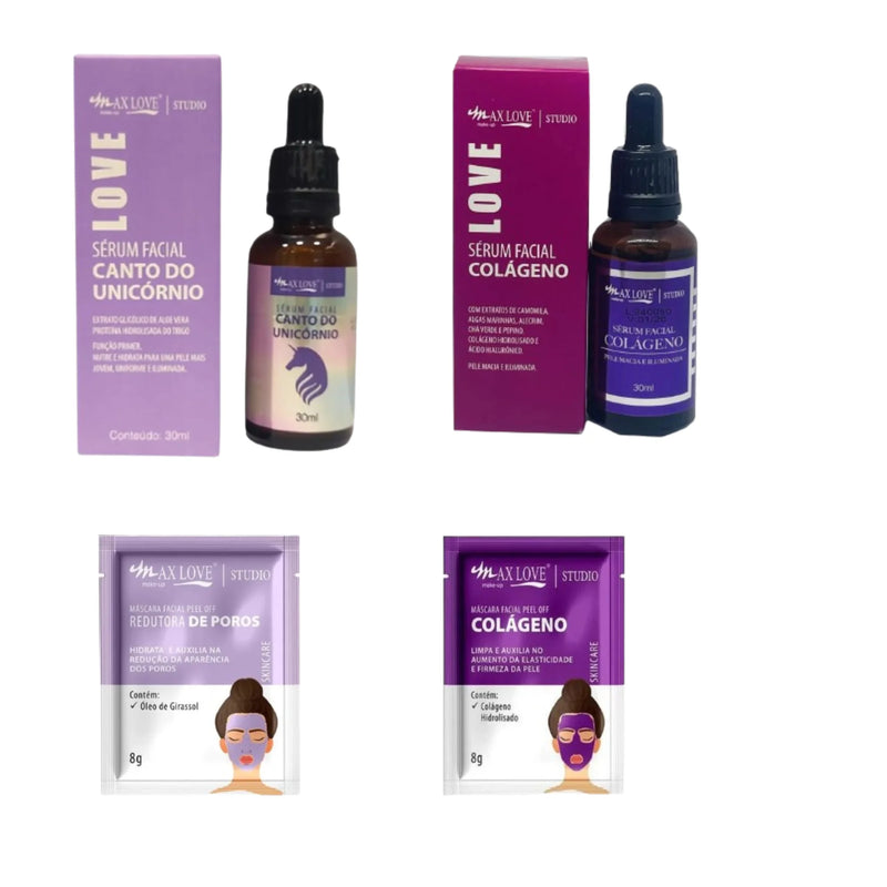 Kit de Cuidados com a Pele Max Love – 4 Peças Colágeno e Hidratação Intensa