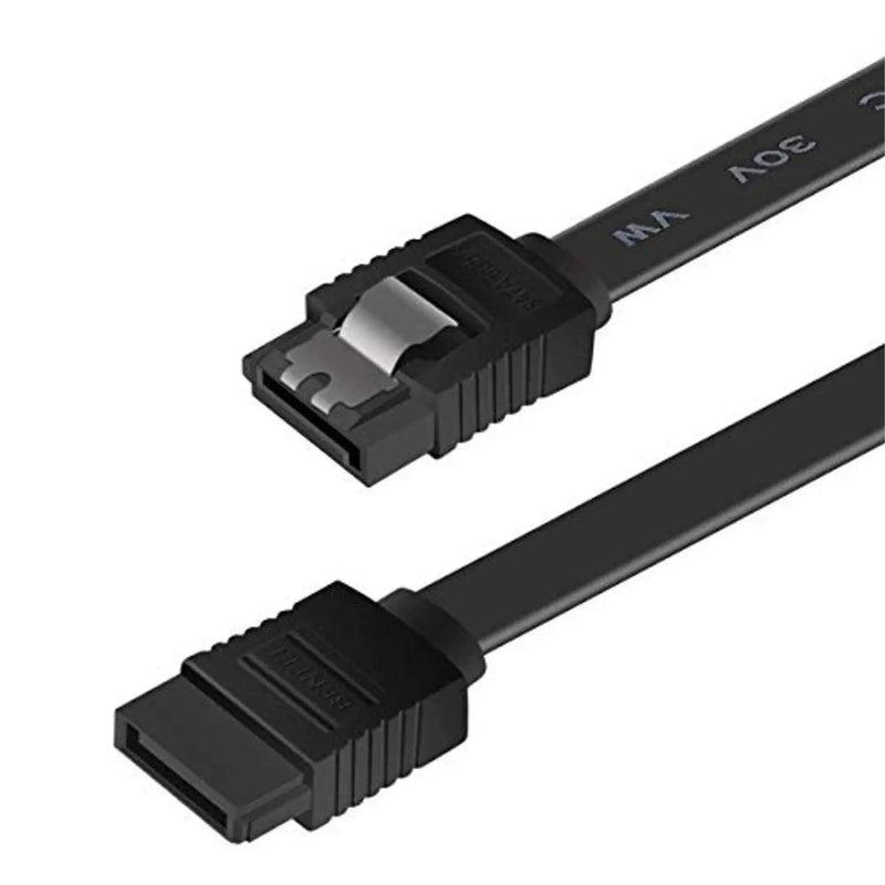 Kit com 5 Cabos de Dados SATA 3 6 Gb/s com Trava – 40 cm conector em ângulo reto – Preto HD – Compatível com SSD