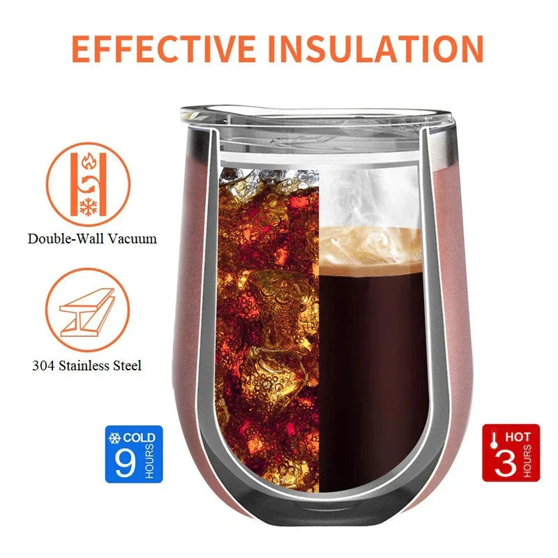 Copo Térmico 350ml com Tampa Tipo Cuia – Aço Inox 304