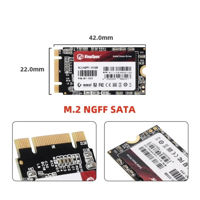 SSD M.2 2242 da KingSpec NT Series com capacidade de 256GB e interface SATA III